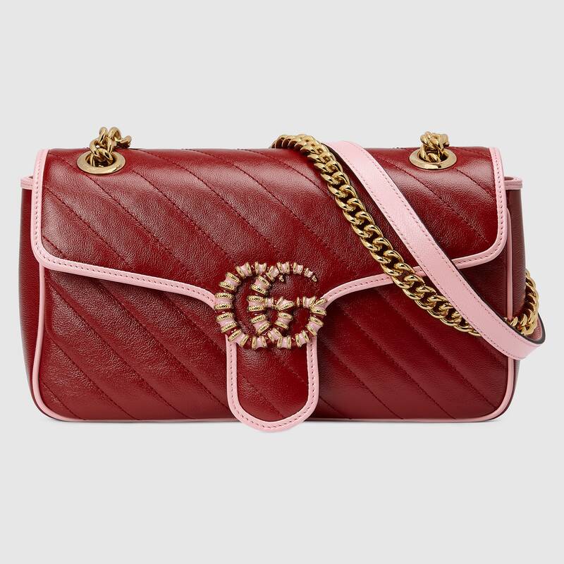 Marmont Small Matelasse Shoulder Bag 443497 Dark Red